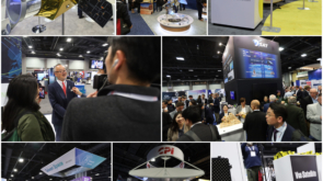Collage of scenes at the Satellite Show 2023 in Washington DC