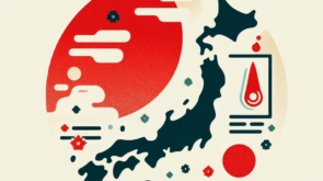 A graphic symbolically depicting increasing temperatures in Japan.